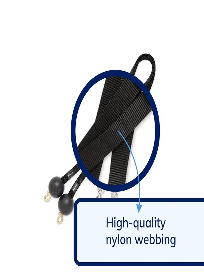 SmartEquine Quiet Drop Horse Cross Ties in Black Nylon Webbing | 3 Inch Diameter Rubber Ball | Adjustable Slider Buckle | Panic Snap | Sold in Pairs (2) - Image 3